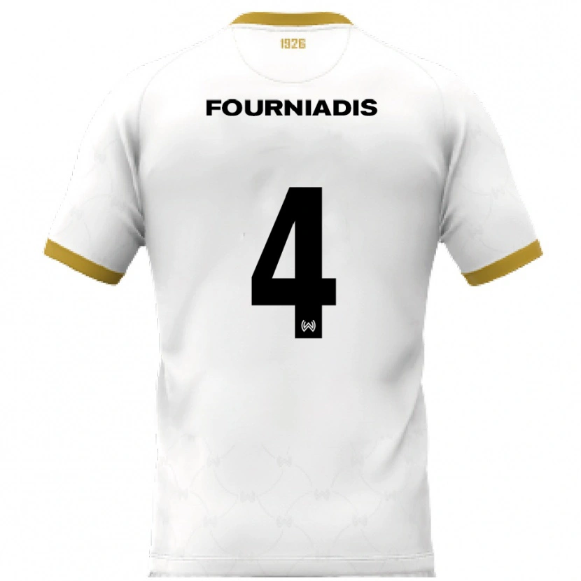 Danxen Hombre Camiseta Linos Fourniadis #4 Blanco Dorado 2ª Equipación 2025/26 La Camisa México