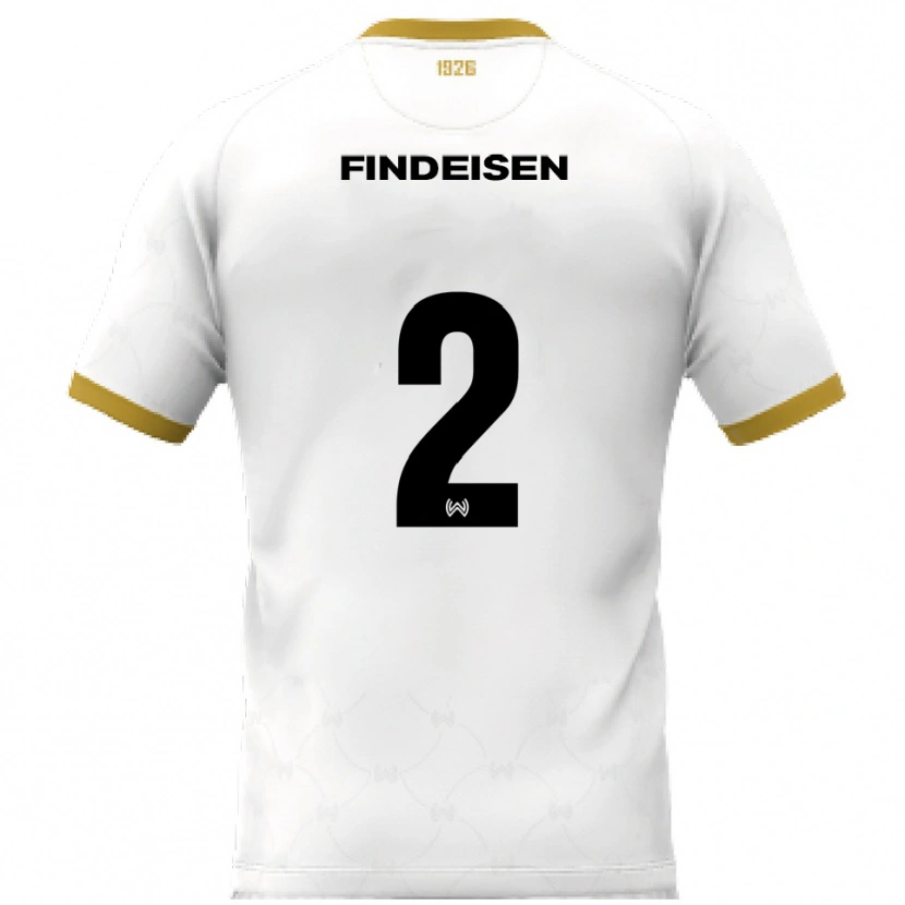 Danxen Hombre Camiseta Edwin Findeisen #2 Blanco Dorado 2ª Equipación 2025/26 La Camisa México