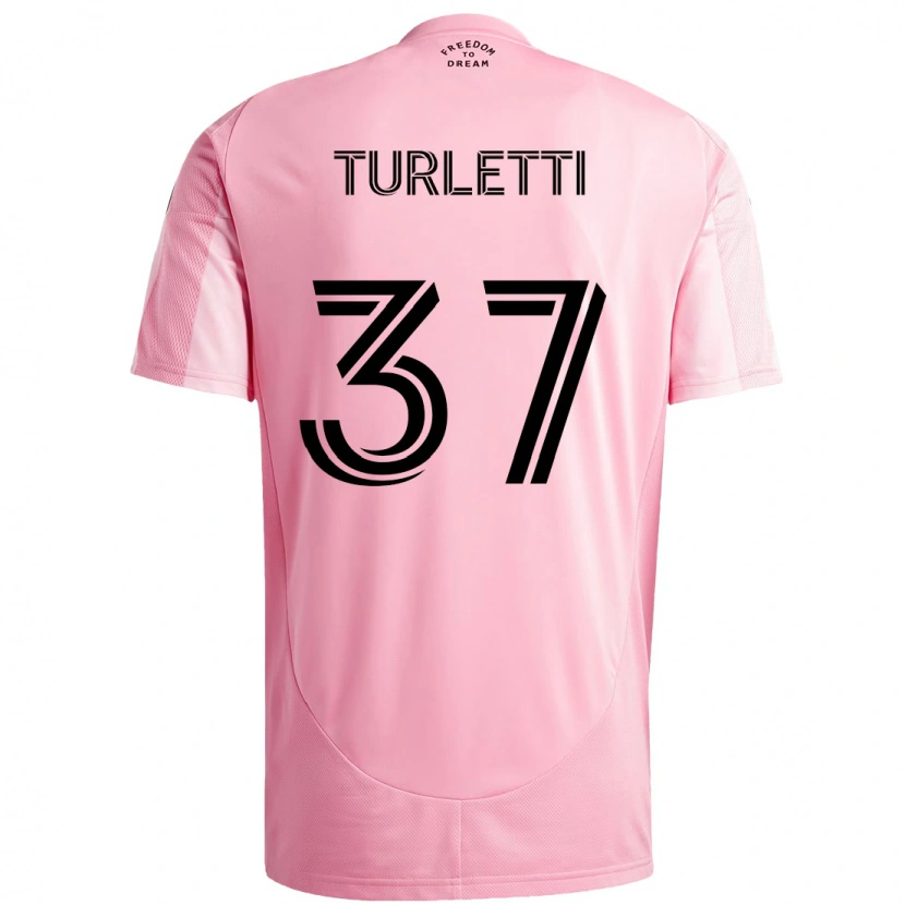 Danxen Niño Camiseta Mateo Turletti #37 Negro Rosa 1ª Equipación 2025/26 La Camisa México