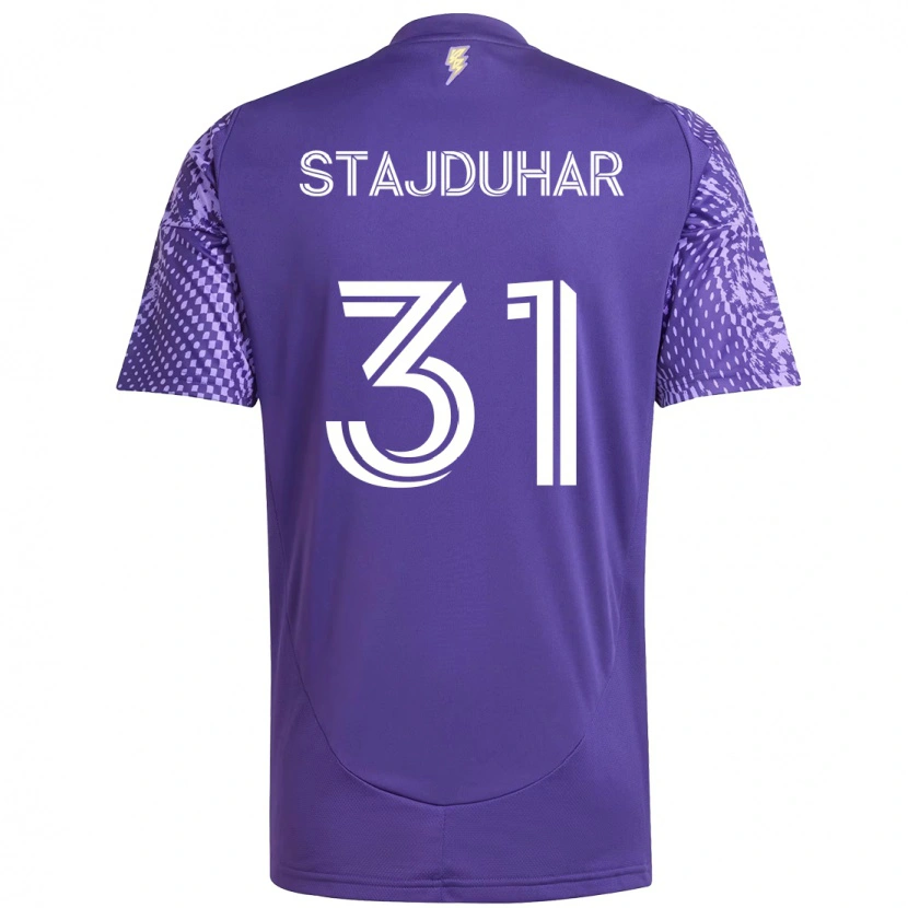 Danxen Niño Camiseta Mason Stajduhar #31 Blanco Morado 1ª Equipación 2025/26 La Camisa México