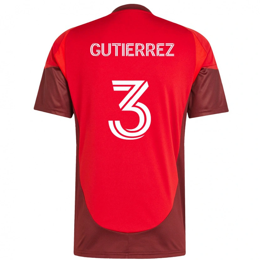 Danxen Niño Camiseta Cristián Gutiérrez #3 Rojo Blanco 1ª Equipación 2025/26 La Camisa México