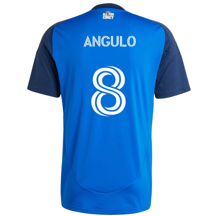 Danxen Niño Camiseta Marco Angulo #8 Blanco Azul Naranja 1ª Equipación 2025/26 La Camisa México