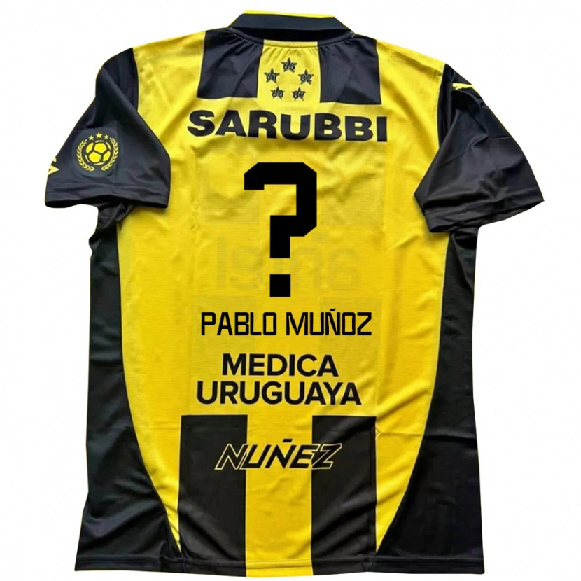 Danxen Niño Camiseta Juan Pablo Muñoz #0 Negro Amarillo 1ª Equipación 2025/26 La Camisa México