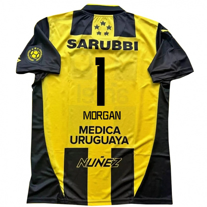 Danxen Niño Camiseta Kevin Morgan #1 Negro Amarillo 1ª Equipación 2025/26 La Camisa México