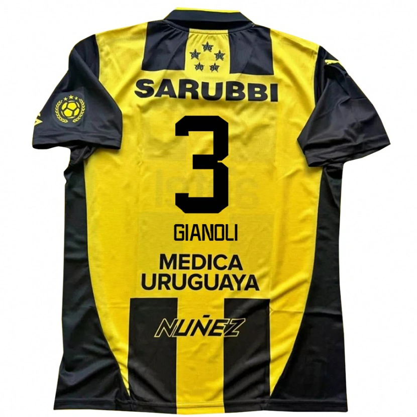 Danxen Niño Camiseta Martín Gianoli #3 Negro Amarillo 1ª Equipación 2025/26 La Camisa México