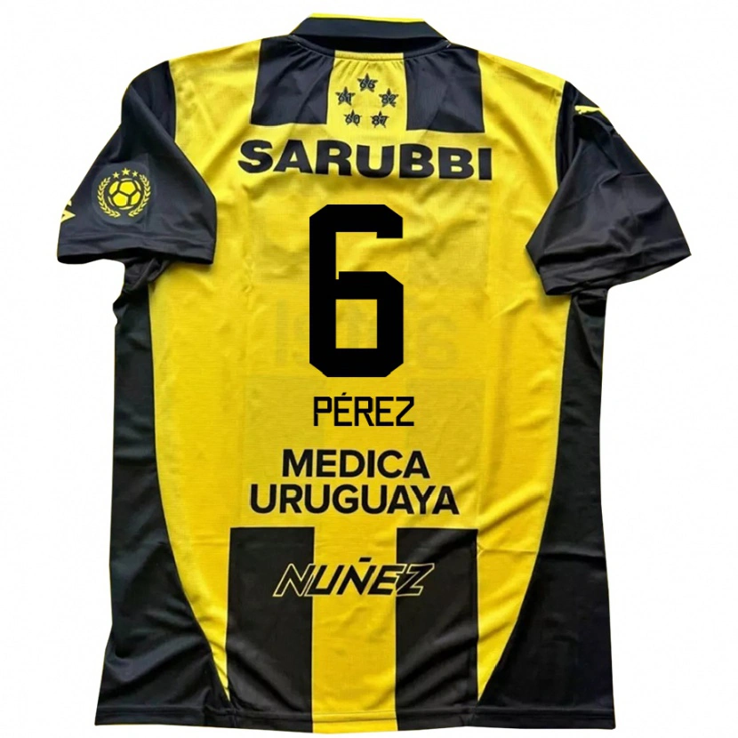 Danxen Niño Camiseta Rodrigo Pérez #6 Negro Amarillo 1ª Equipación 2025/26 La Camisa México