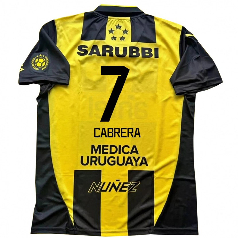 Danxen Niño Camiseta Javier Cabrera #7 Negro Amarillo 1ª Equipación 2025/26 La Camisa México