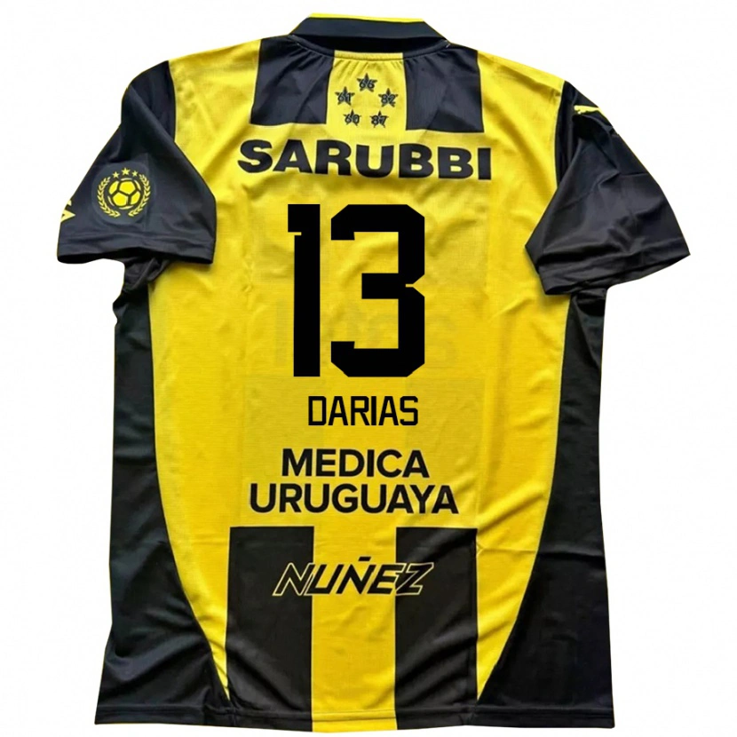 Danxen Niño Camiseta Eduardo Darias #13 Negro Amarillo 1ª Equipación 2025/26 La Camisa México