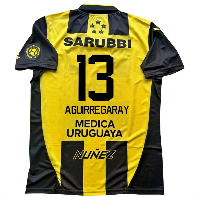 Danxen Niño Camiseta Matías Aguirregaray #13 Negro Amarillo 1ª Equipación 2025/26 La Camisa México