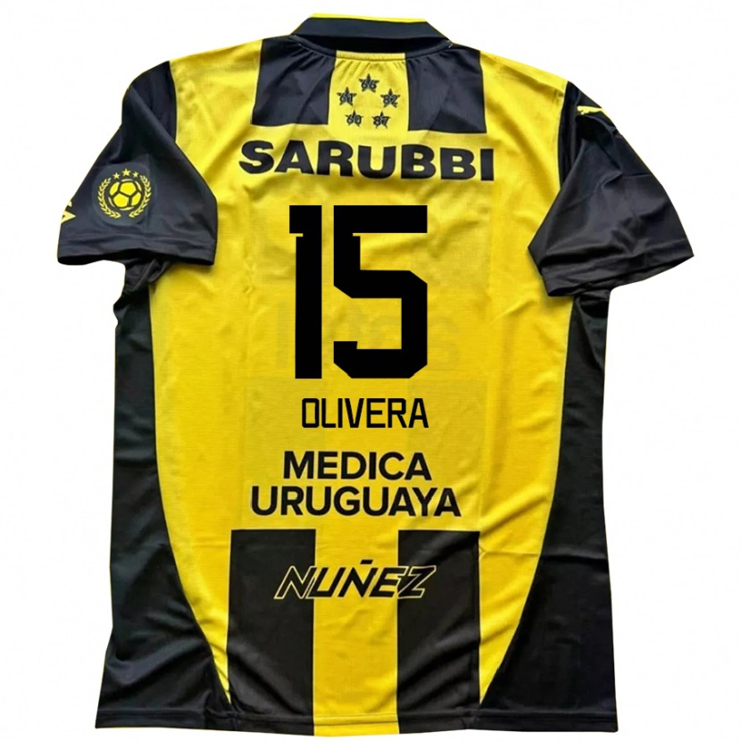 Danxen Niño Camiseta Maximiliano Olivera #15 Negro Amarillo 1ª Equipación 2025/26 La Camisa México