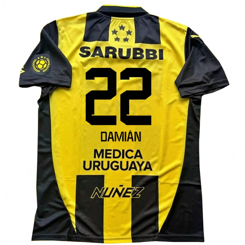 Danxen Niño Camiseta Damián Suárez #22 Negro Amarillo 1ª Equipación 2025/26 La Camisa México