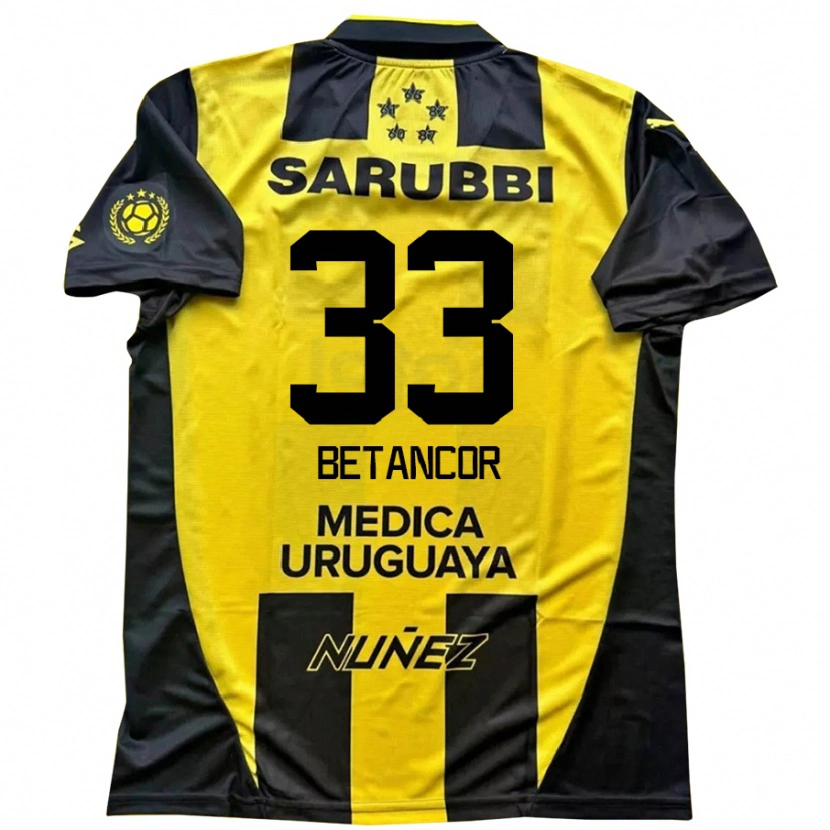 Danxen Niño Camiseta Bruno Betancor #33 Negro Amarillo 1ª Equipación 2025/26 La Camisa México