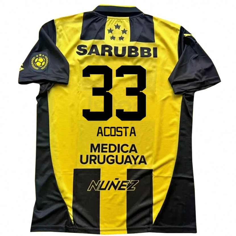 Danxen Niño Camiseta Nahuel Acosta #33 Negro Amarillo 1ª Equipación 2025/26 La Camisa México