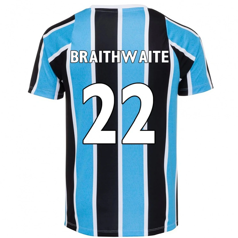 Danxen Niño Camiseta Martin Braithwaite #22 Blanco Azul 1ª Equipación 2025/26 La Camisa México