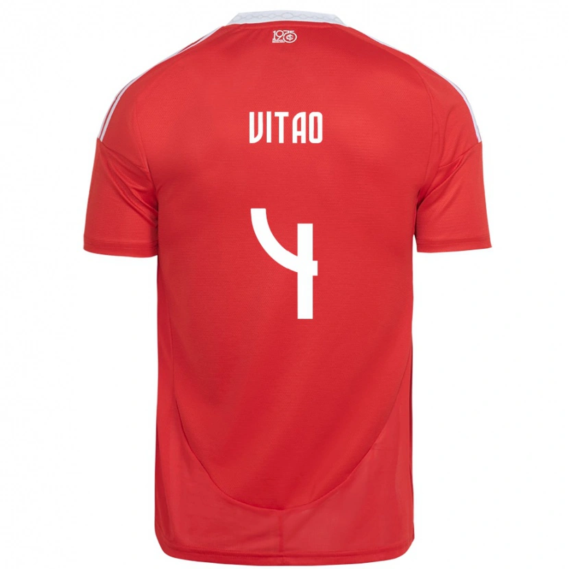 Danxen Niño Camiseta Vitão #4 Blanco Rojo 1ª Equipación 2025/26 La Camisa México