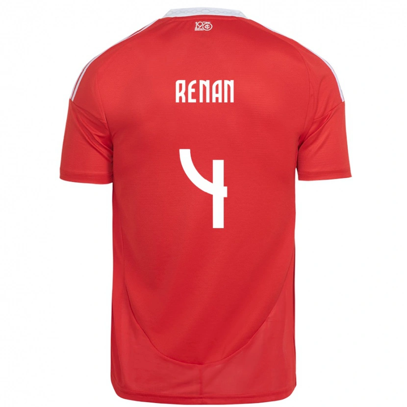 Danxen Niño Camiseta Robert Renan #4 Blanco Rojo 1ª Equipación 2025/26 La Camisa México