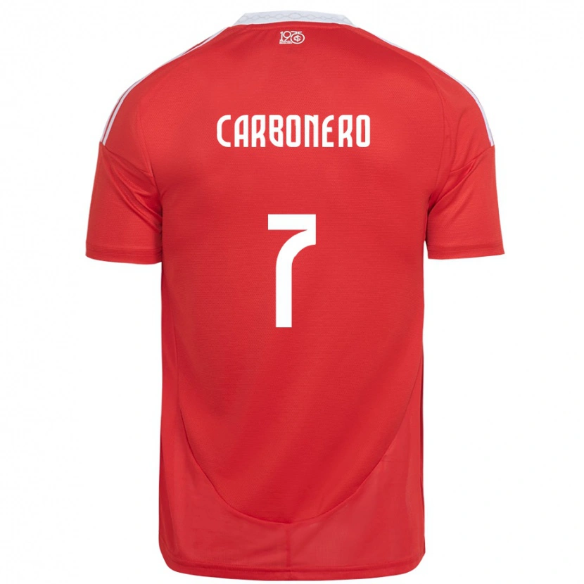 Danxen Niño Camiseta Johan Carbonero #7 Blanco Rojo 1ª Equipación 2025/26 La Camisa México