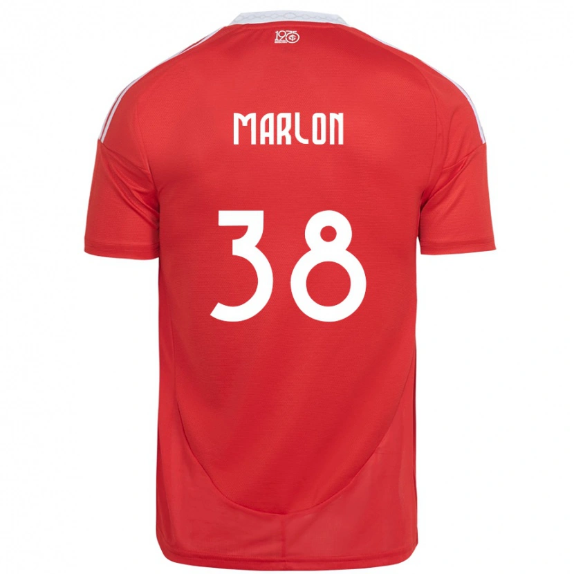 Danxen Niño Camiseta Marlon #38 Blanco Rojo 1ª Equipación 2025/26 La Camisa México