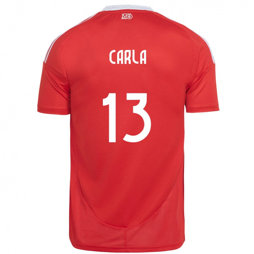 Danxen Niño Camiseta Carla #13 Rojo Blanco 1ª Equipación 2025/26 La Camisa México
