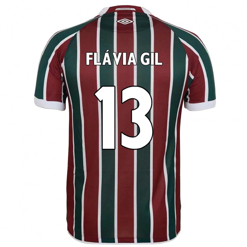 Danxen Niño Camiseta Flávia Gil #13 Verde Granate Blanco 1ª Equipación 2025/26 La Camisa México