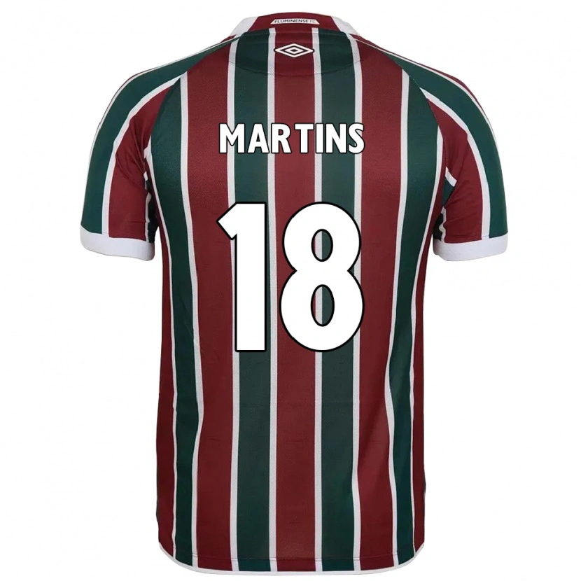 Danxen Niño Camiseta Matheus Martins #18 Verde Granate Blanco 1ª Equipación 2025/26 La Camisa México