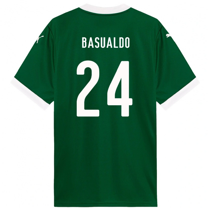 Danxen Niño Camiseta Luis Basualdo #24 Blanco Verde 1ª Equipación 2025/26 La Camisa México