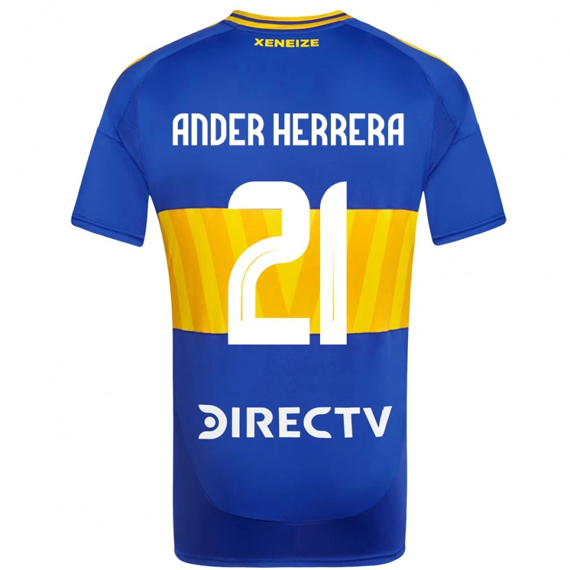 Danxen Niño Camiseta Ander Herrera #21 Blanco Azul 1ª Equipación 2025/26 La Camisa México