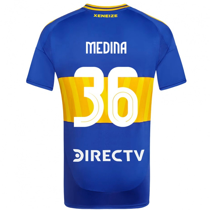 Danxen Niño Camiseta Cristian Medina #36 Blanco Azul 1ª Equipación 2025/26 La Camisa México