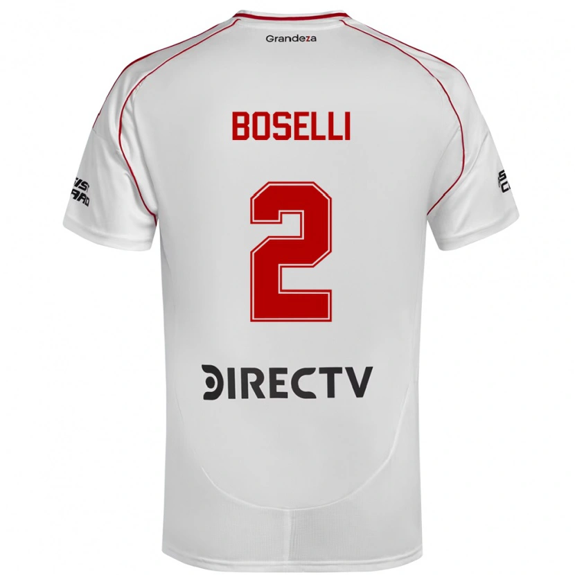 Danxen Niño Camiseta Sebastián Boselli #2 Blanco Rojo 1ª Equipación 2025/26 La Camisa México