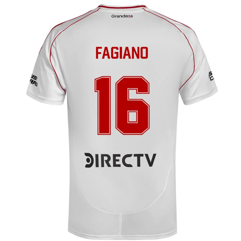 Danxen Niño Camiseta Paloma Fagiano #16 Blanco Rojo 1ª Equipación 2025/26 La Camisa México