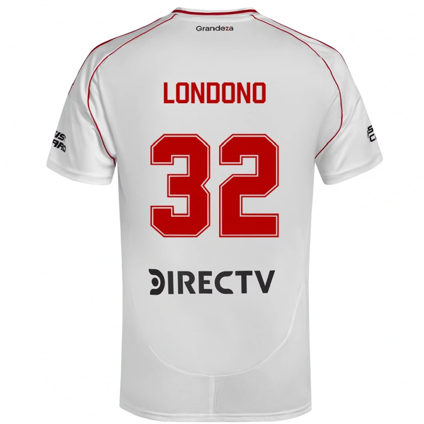 Danxen Niño Camiseta Flabian Londono #32 Blanco Rojo 1ª Equipación 2025/26 La Camisa México