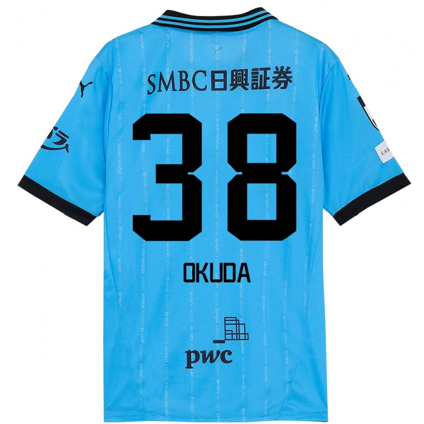 Danxen Niño Camiseta Yuma Okuda #38 Blanco Azul Celeste 1ª Equipación 2025/26 La Camisa México