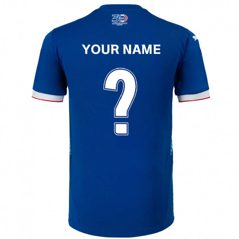 Danxen Niño Camiseta Su Nombre #0 Blanco Azul Real 1ª Equipación 2025/26 La Camisa México