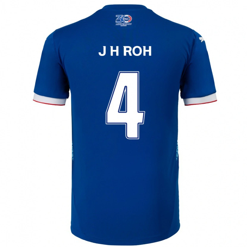 Danxen Niño Camiseta Hyun-Jun Roh #4 Blanco Azul Real 1ª Equipación 2025/26 La Camisa México
