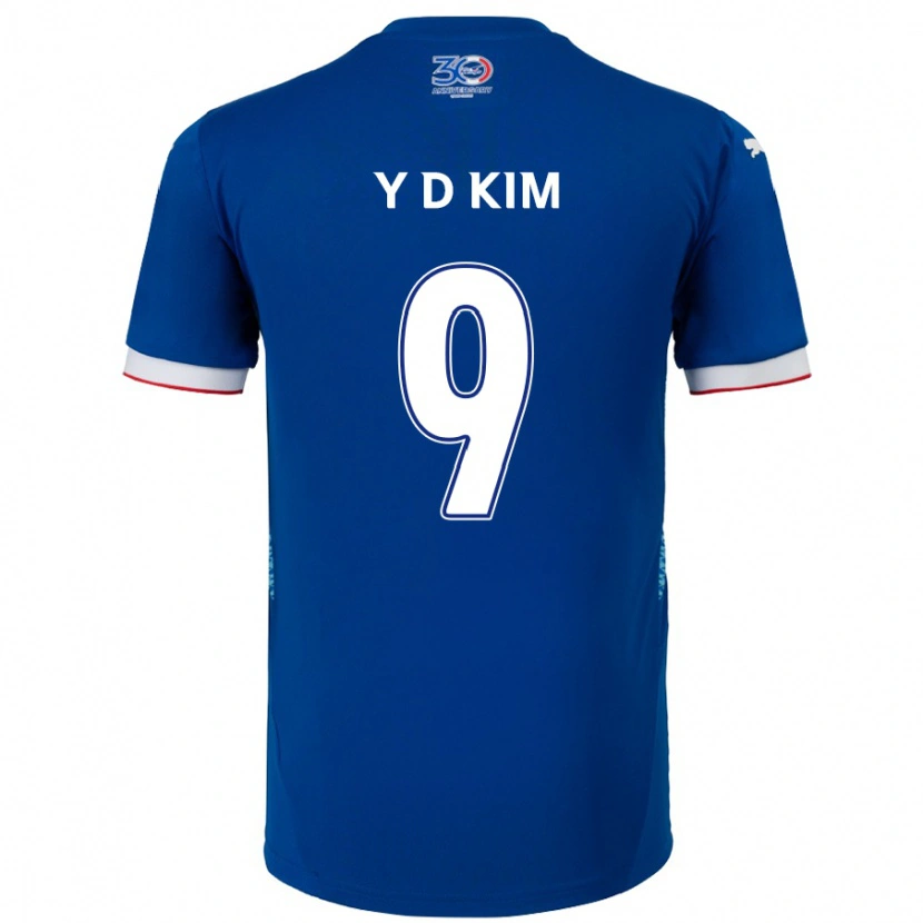 Danxen Niño Camiseta Dong-Yeon Kim #9 Blanco Azul Real 1ª Equipación 2025/26 La Camisa México