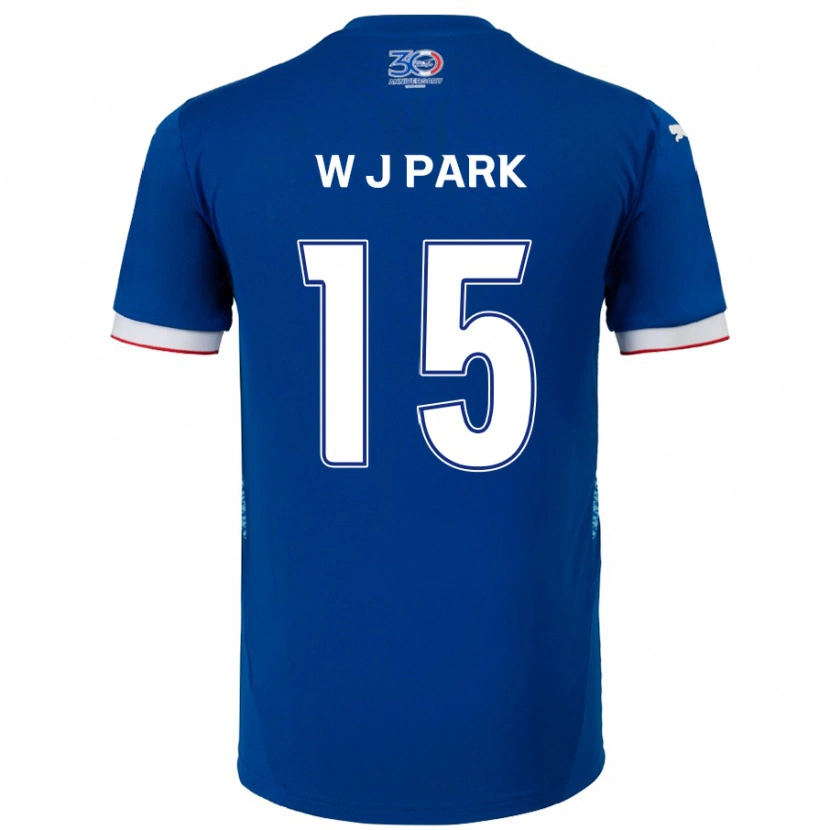 Danxen Niño Camiseta Woo-Jin Park #15 Blanco Azul Real 1ª Equipación 2025/26 La Camisa México