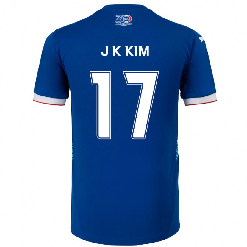 Danxen Niño Camiseta Kyeong-Jung Kim #17 Blanco Azul Real 1ª Equipación 2025/26 La Camisa México