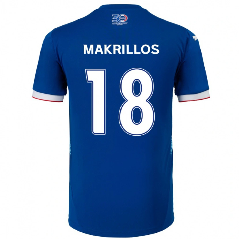 Danxen Niño Camiseta Peter Makrillos #18 Blanco Azul Real 1ª Equipación 2025/26 La Camisa México