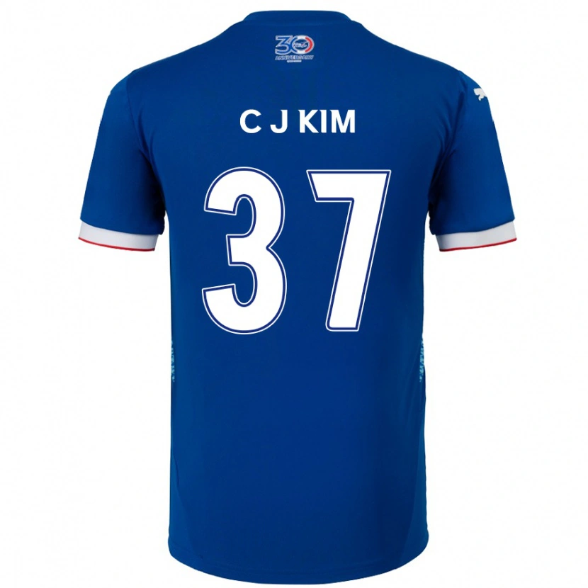 Danxen Niño Camiseta Joo-Chan Kim #37 Blanco Azul Real 1ª Equipación 2025/26 La Camisa México