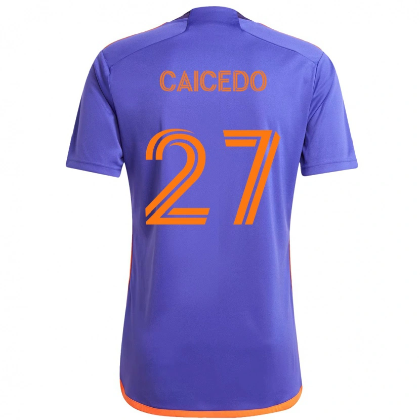 Danxen Niño Camiseta Luis Caicedo #27 Naranja Blanco 2ª Equipación 2025/26 La Camisa México