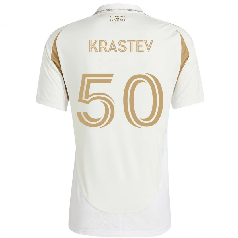 Danxen Niño Camiseta Filip Krastev #50 Blanco Marrón 2ª Equipación 2025/26 La Camisa México