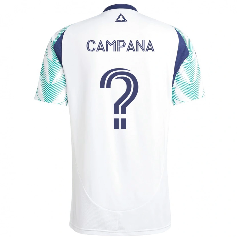 Danxen Niño Camiseta Leonardo Campana #0 Blanco Azul 2ª Equipación 2025/26 La Camisa México