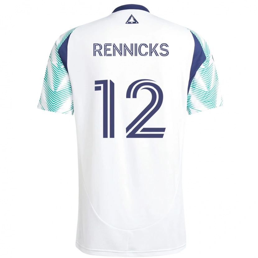 Danxen Niño Camiseta Justin Rennicks #12 Blanco Azul 2ª Equipación 2025/26 La Camisa México