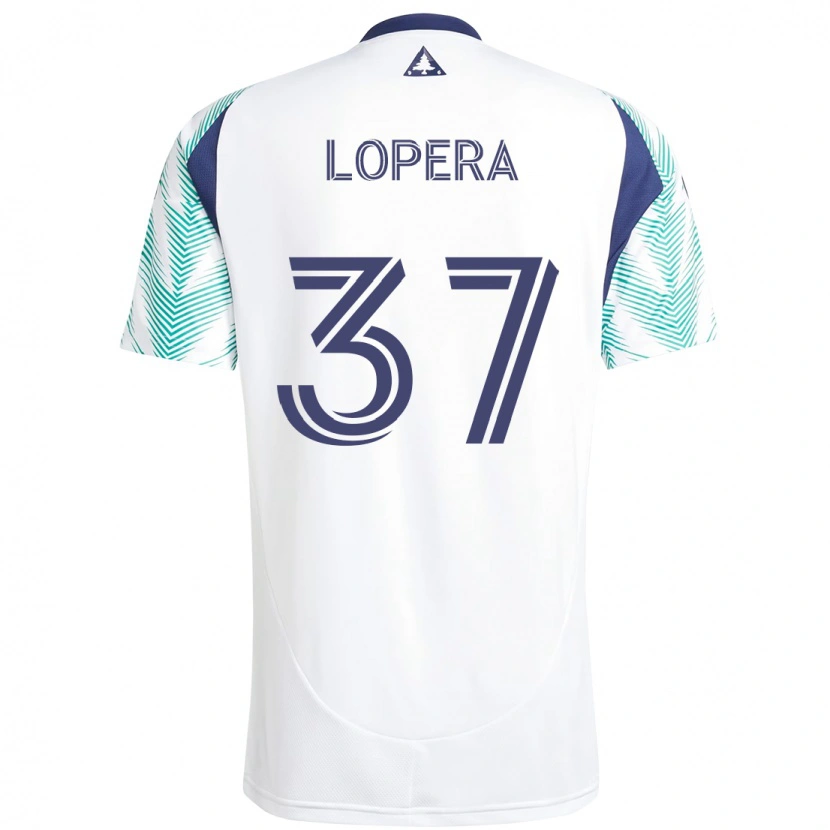 Danxen Niño Camiseta Steban Lopera #37 Blanco Azul 2ª Equipación 2025/26 La Camisa México