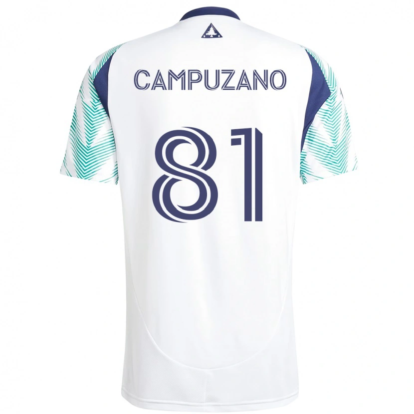 Danxen Niño Camiseta Nico Campuzano #81 Blanco Azul 2ª Equipación 2025/26 La Camisa México