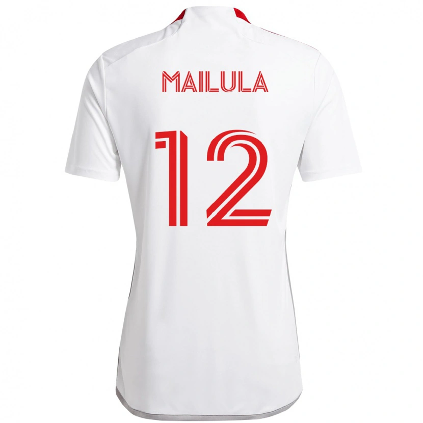 Danxen Niño Camiseta Cassius Mailula #12 Blanco Rojo 2ª Equipación 2025/26 La Camisa México