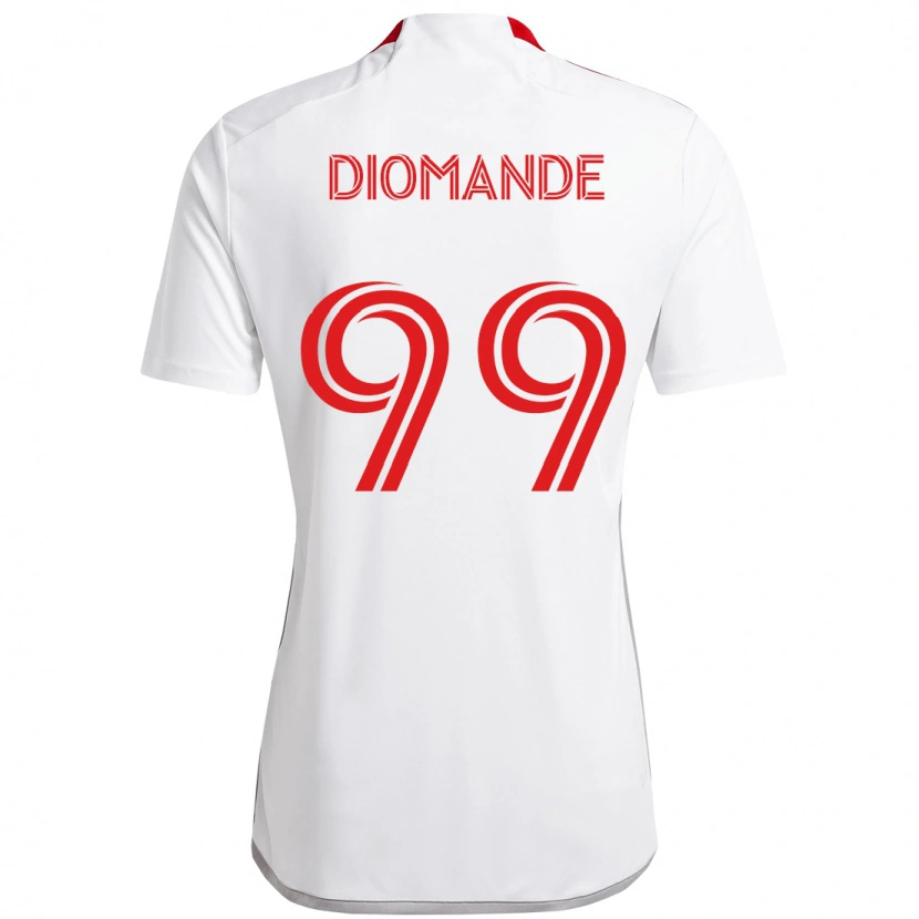 Danxen Niño Camiseta Adama Diomande #99 Blanco Rojo 2ª Equipación 2025/26 La Camisa México