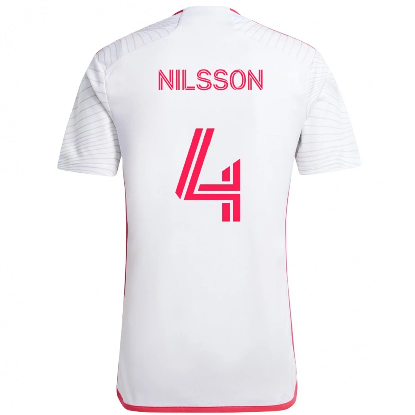 Danxen Niño Camiseta Joakim Nilsson #4 Blanco Magenta 2ª Equipación 2025/26 La Camisa México