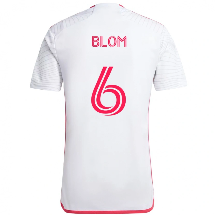 Danxen Niño Camiseta Njabulo Blom #6 Blanco Magenta 2ª Equipación 2025/26 La Camisa México