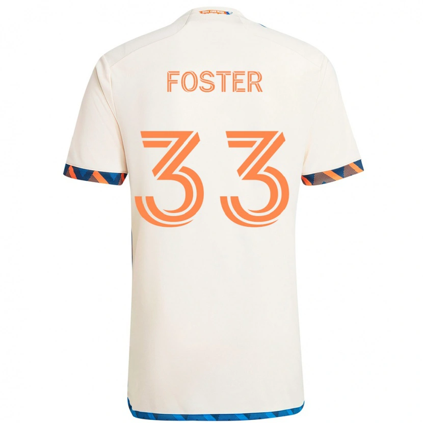 Danxen Niño Camiseta Isaiah Foster #33 Blanco Azul Naranja 2ª Equipación 2025/26 La Camisa México